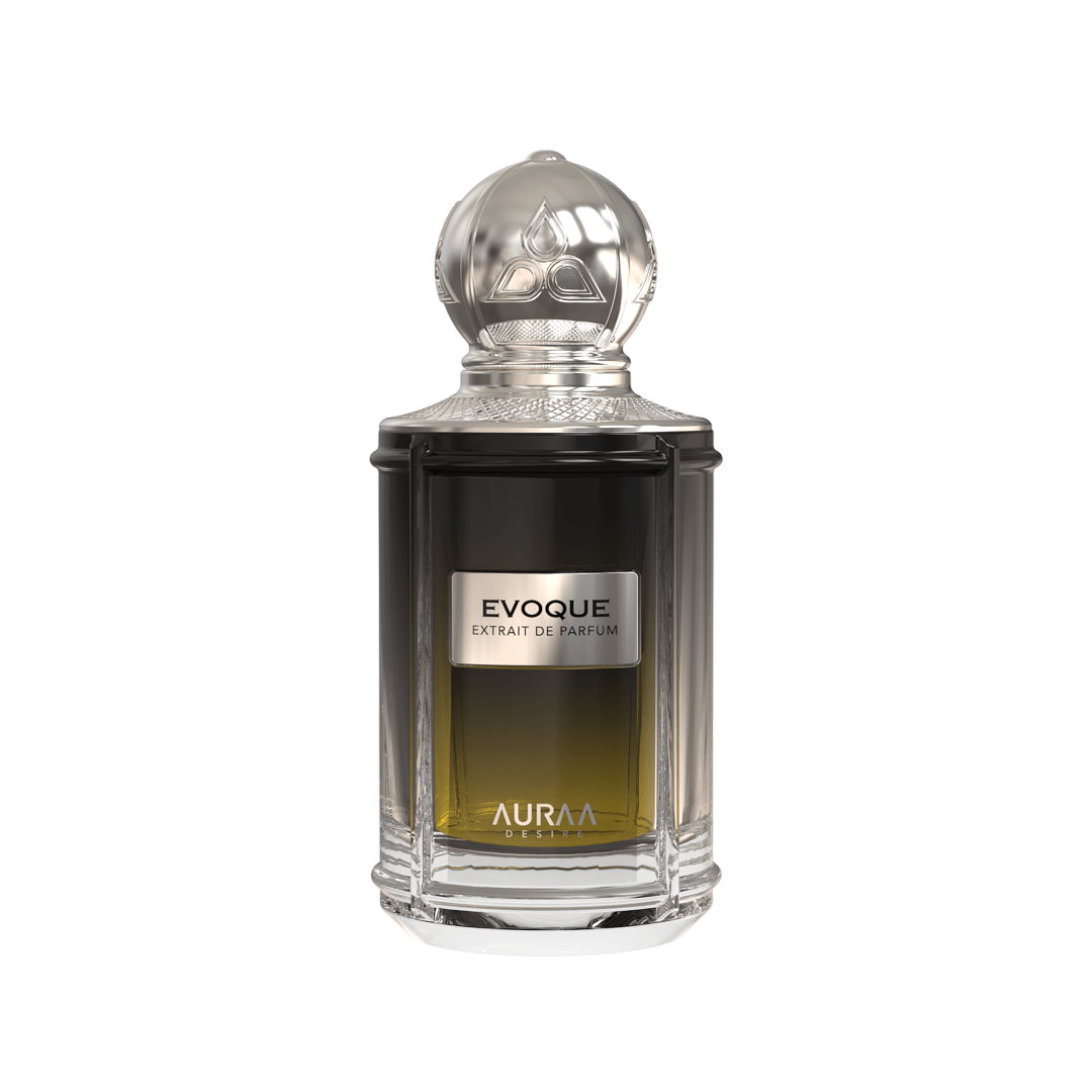 A green & black perfume bottle by Savia Exclusive wih a silver cap & white background