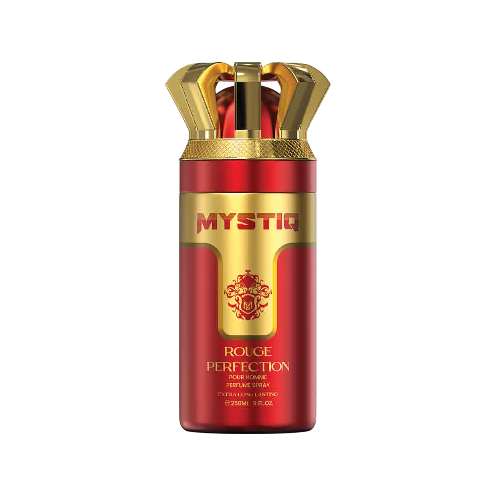A dark red perfume body spray from Mystiq by Savia Exclusive