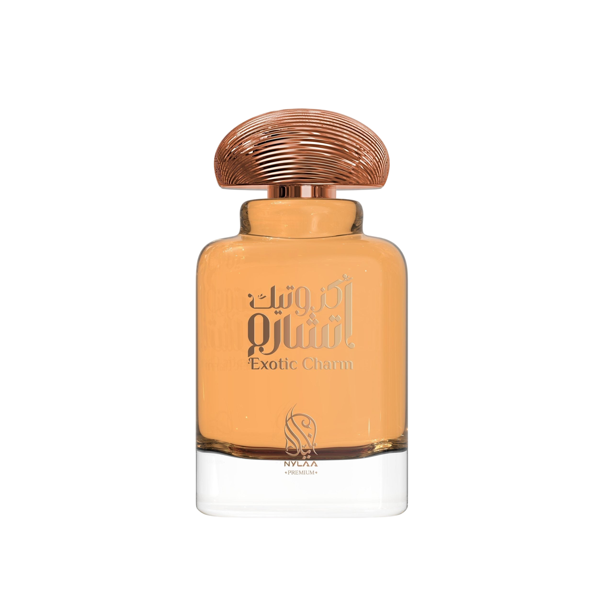 A peach perfume bottle from Nylaa by Savia Exclusive