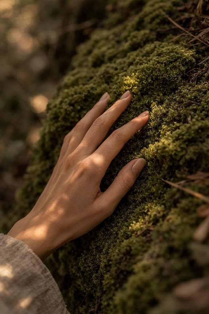 A hand on moss — patchouli